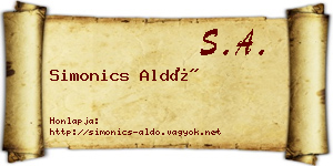 Simonics Aldó névjegykártya